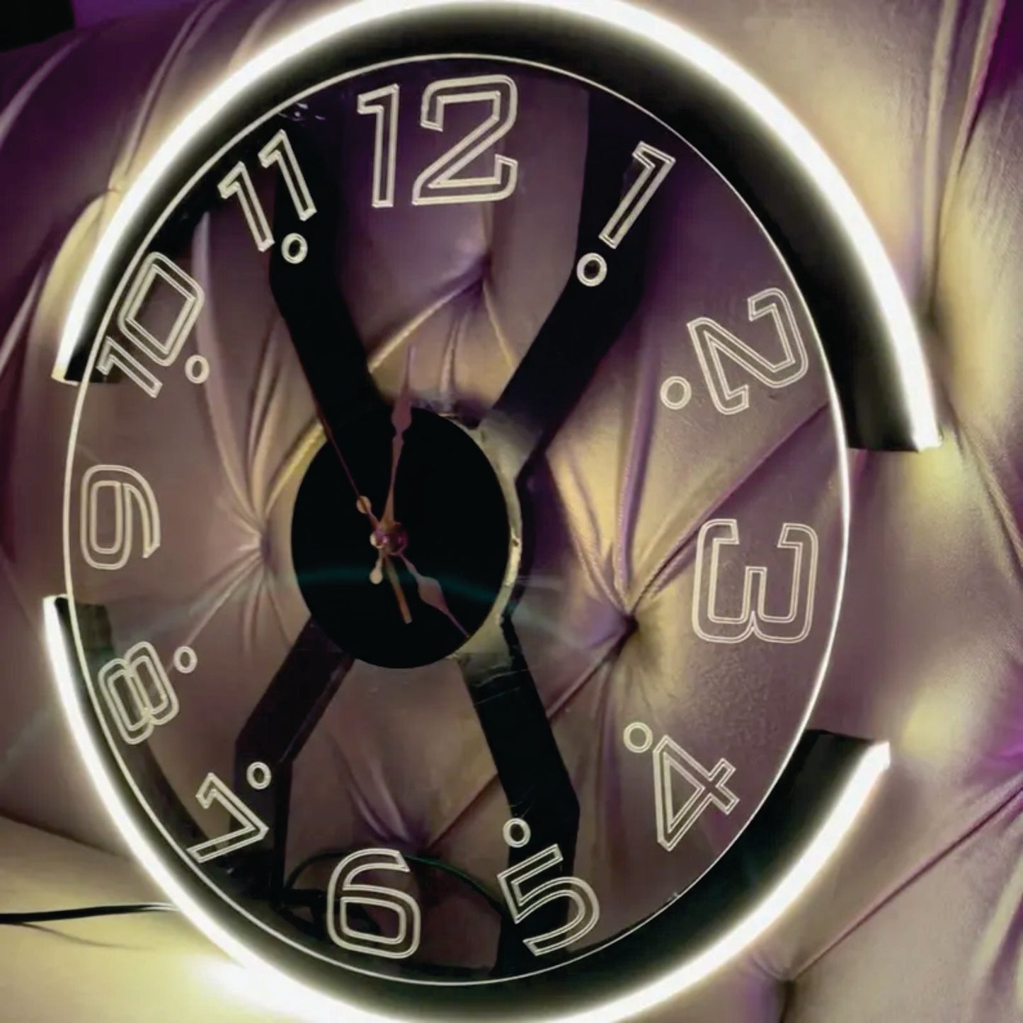 Neon Modern Wall Clock - Large Minimalist Glow-in-the-Dark Wall Decor