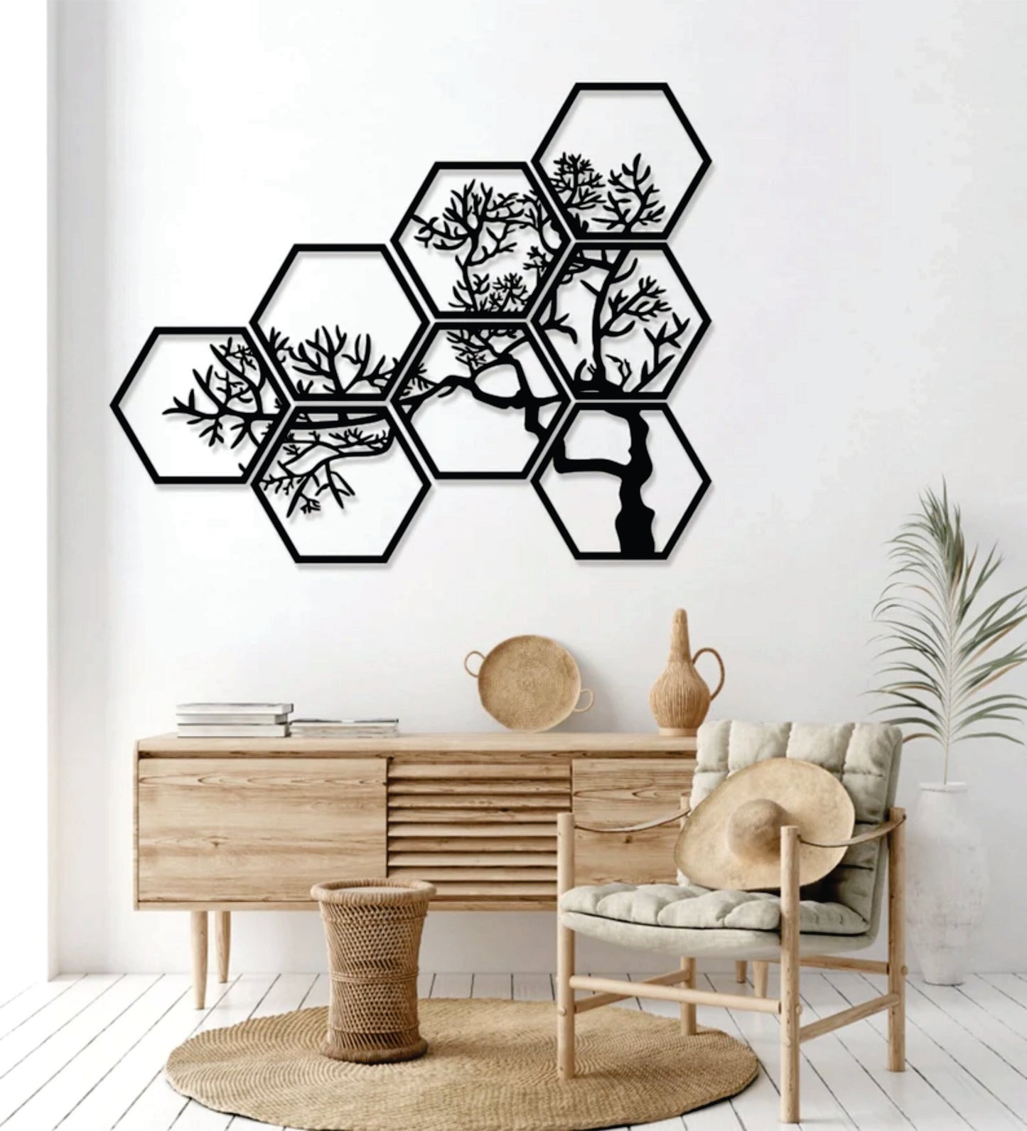 Tree Branches in Hexagon Shape | Modern Wall Art Collection